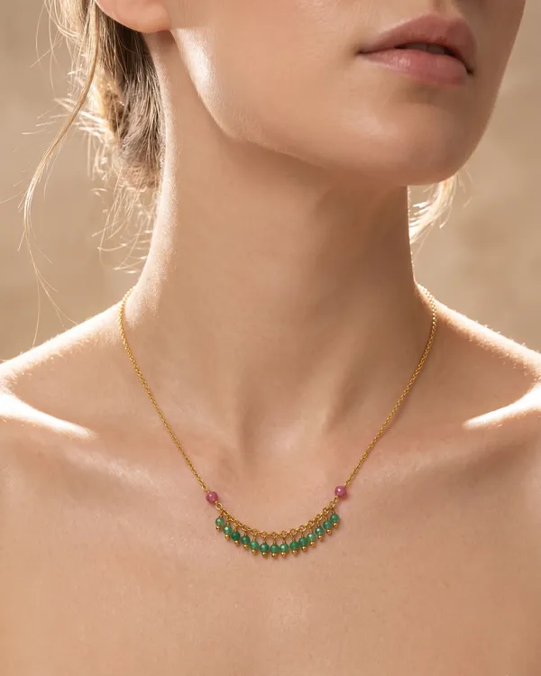 Green_Alloy_Beaded_Necklace_For_Women