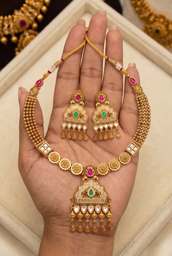 Gold_Plated_Alloy_Kundan_Meenakari_Necklace_Set_With_Earrings_For_Women