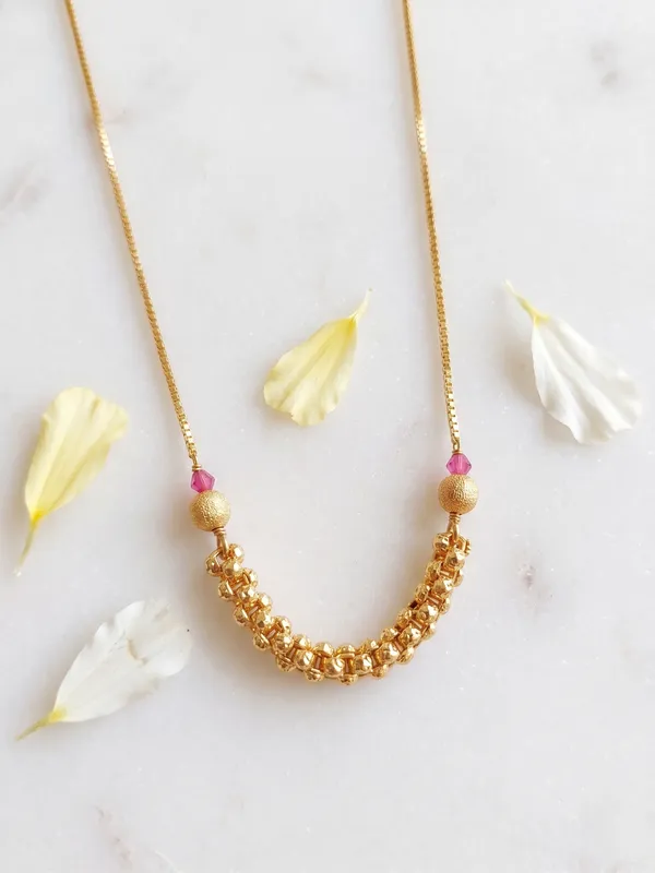 Gold_Alloy_Pink_Accent_Beaded_Chain_Necklace_For_Women