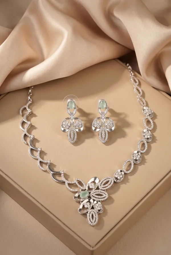 Silver_Alloy_Crystal_Green_Stone_Floral_Drop_Earrings_For_Women