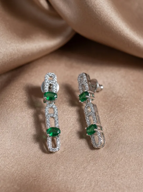 Silver_Plated_Alloy_Green_Stone_Cz_Necklace_Set_With_Earrings