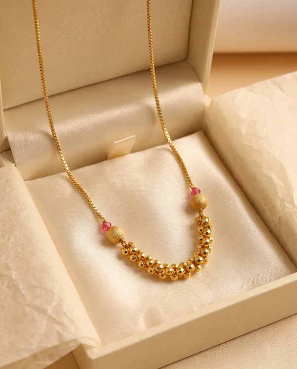 Gold_Alloy_Pink_Accent_Beaded_Chain_Necklace_For_Women