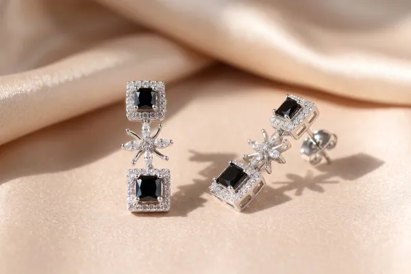 Silver_Alloy_Black_Crystal_Floral_Necklace_And_Earring_Set_For_Women