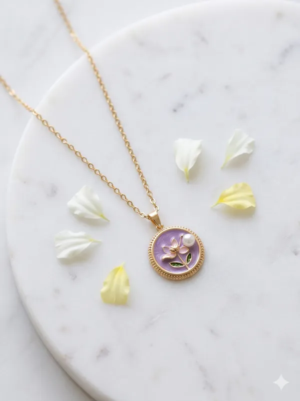 Purple_Alloy_Gold_Enamel_Floral_Pendant_Necklace_For_Women