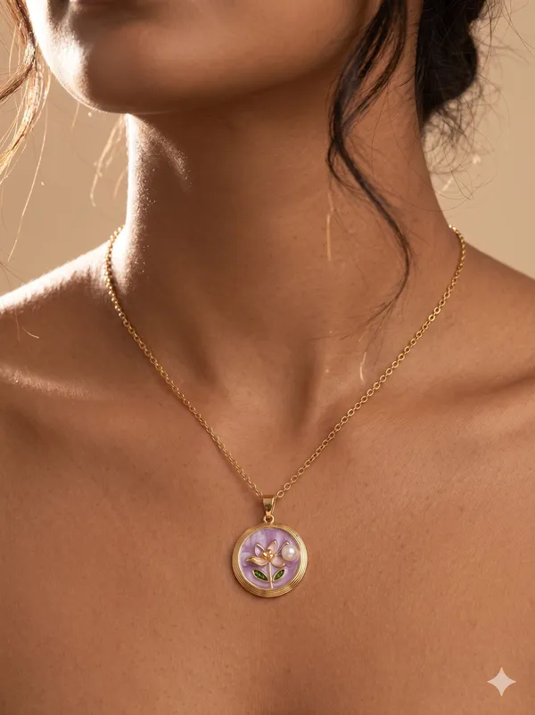 Purple_Alloy_Gold_Enamel_Floral_Pendant_Necklace_For_Women