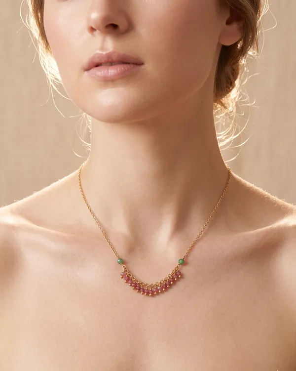 Gold_Alloy_Pink_Bead_Crescent_Necklace_For_Women