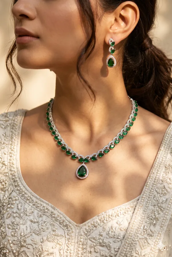 Green_Alloy_American_Diamond_Cz_Necklace_Set_With_Earrings_For_Women