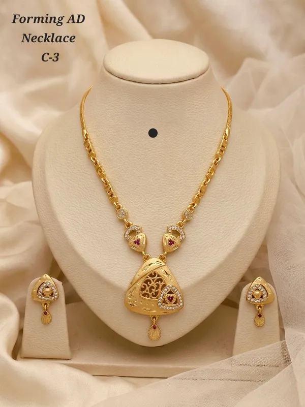 Gold_Plated_Alloy_Pink_Ad_Stone_Filigree_Necklace_Set_For_Women