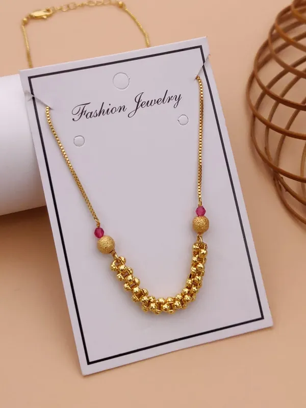 Gold_Alloy_Pink_Accent_Beaded_Chain_Necklace_For_Women