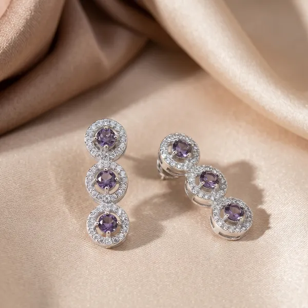 Silver_Alloy_Purple_Crystal_Studded_Necklace_Set_With_Earrings