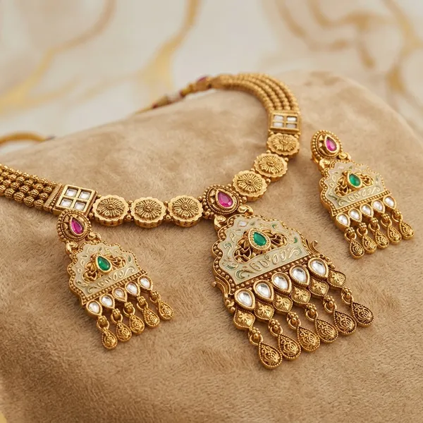 Gold_Plated_Alloy_Kundan_Meenakari_Necklace_Set_With_Earrings_For_Women