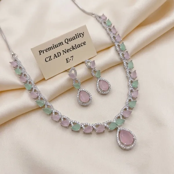 Multicolor_Alloy_Pink_Green_Cz_Stone_Necklace_Set_For_Women
