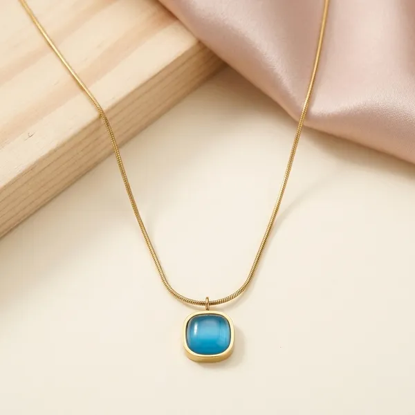 Blue_Alloy_Teal_Stone_Gold_Tone_Pendant_Necklace_For_Women
