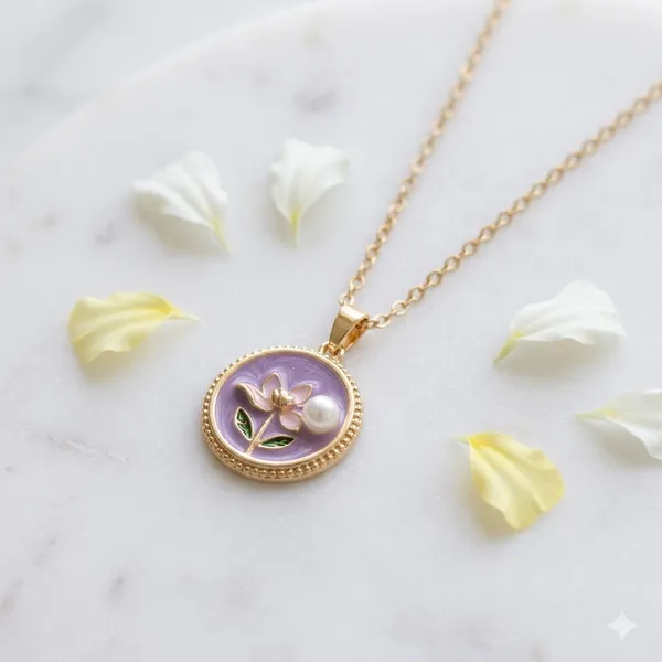 Purple_Alloy_Gold_Enamel_Floral_Pendant_Necklace_For_Women