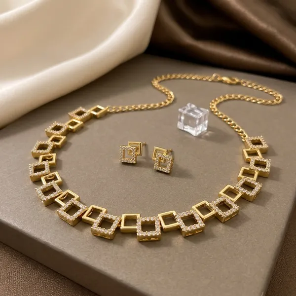 Gold_Alloy_Square_Crystal_Necklace_Set_With_Earrings_For_Women