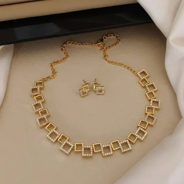 Gold_Alloy_Square_Crystal_Necklace_Set_With_Earrings_For_Women
