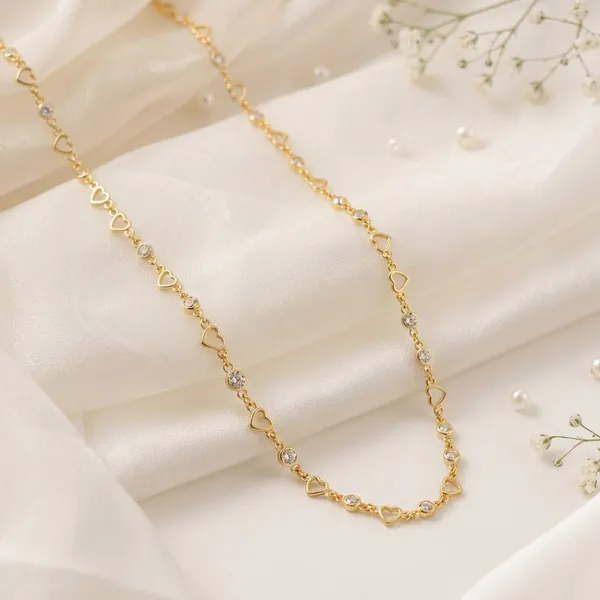 Gold_Alloy_Heart_Charm_Crystal_Chain_Necklace_For_Women