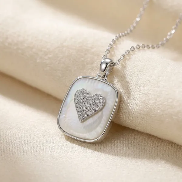 White_Alloy_Silver_Mother_Of_Pearl_Crystal_Heart_Pendant_Necklace_For_Women