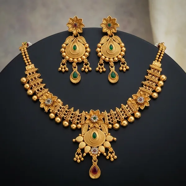 Gold_Plated_Alloy_Floral_Kundan_Necklace_Set_With_Earrings_For_Women