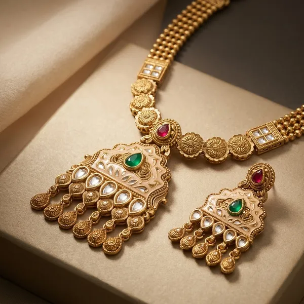 Gold_Antique_Alloy_Kundan_Ruby_Emerald_Stone_Necklace_Set_For_Women