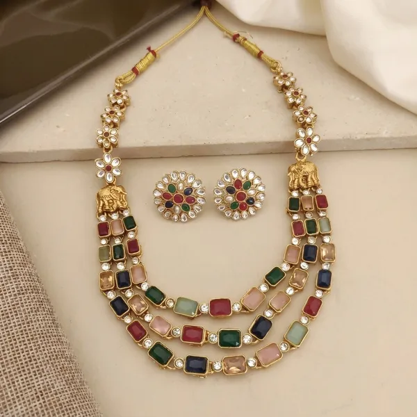 Multicolor_Gold_Plated_Alloy_Kundan_Three-Layer_Necklace_Set_For_Women