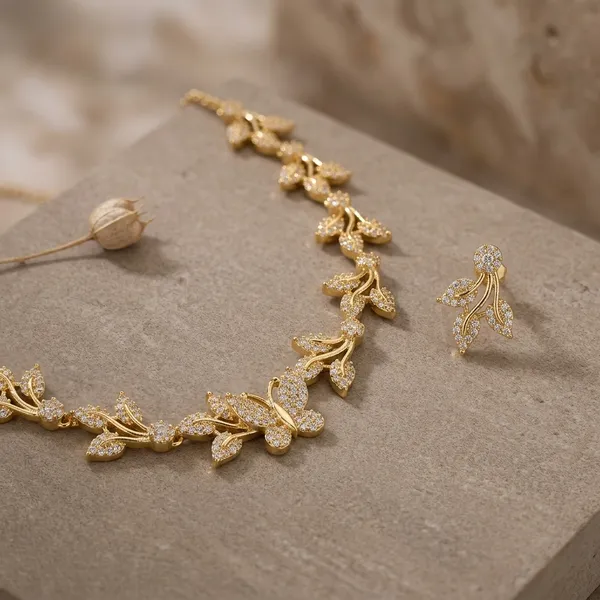 Gold_Plated_Alloy_Butterfly_Leaf_Motif_Necklace_Set_For_Women