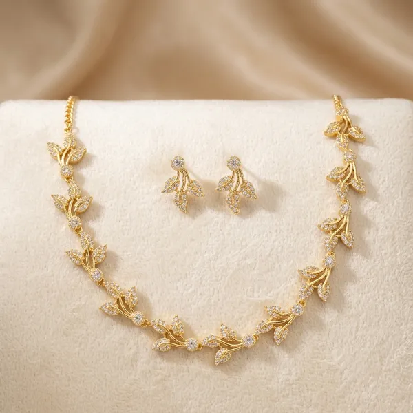 Gold_Plated_Alloy_Butterfly_Leaf_Motif_Necklace_Set_For_Women