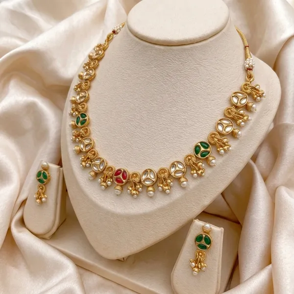 Gold_Plated_Alloy_Kundan_Pearl_Multicolor_Necklace_Set_For_Women