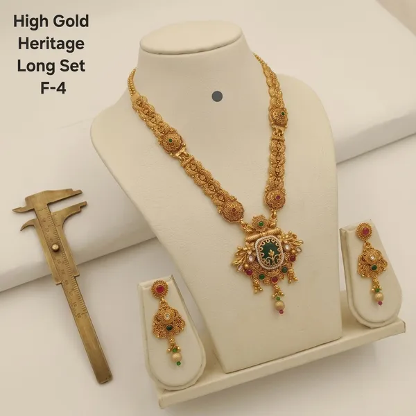 Gold_Alloy_Heritage_Filigree_Long_Necklace_Set_With_Earrings