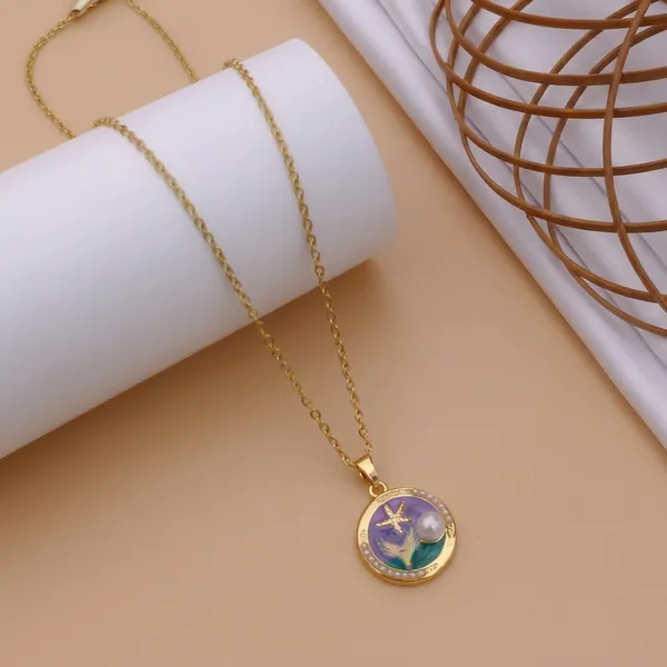 Purple_Alloy_Enamel_Moon_Star_Pendant_Necklace_For_Women