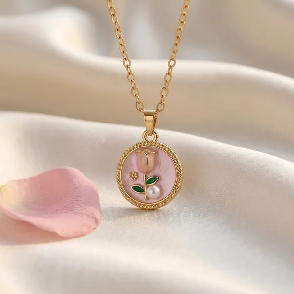 Pink_Alloy_Mother_Of_Pearl_Floral_Pendant_Necklace_For_Women