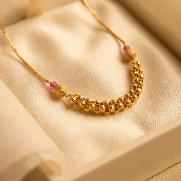 Gold_Plated_Alloy_Ruby_Beaded_Chain_Necklace_For_Women