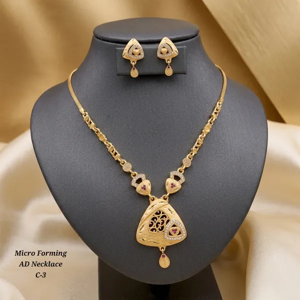 Gold_Plated_Alloy_Pink_Ad_Stone_Filigree_Necklace_Set_For_Women