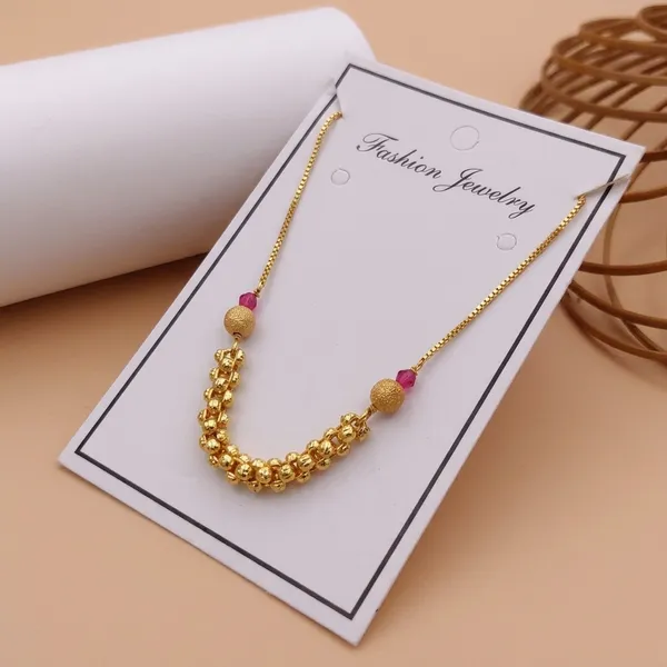 Gold_Alloy_Pink_Accent_Beaded_Chain_Necklace_For_Women