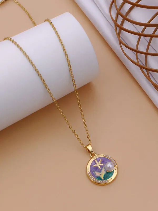 Purple_Alloy_Enamel_Moon_Star_Pendant_Necklace_For_Women