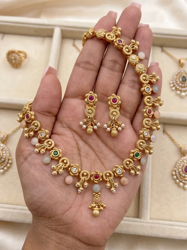 Gold_Plated_Alloy_Multicolor_Stone_Traditional_Necklace_Set_For_Women