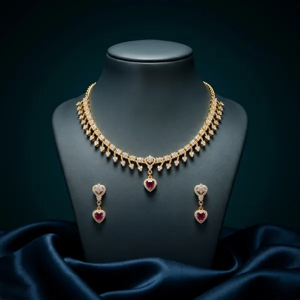 Gold_Alloy_White_Stone_Heart_Pendant_Necklace_Set_For_Women