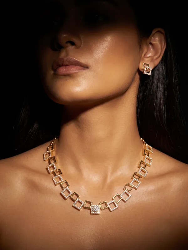 Gold_Alloy_Square_Crystal_Necklace_Set_With_Earrings_For_Women