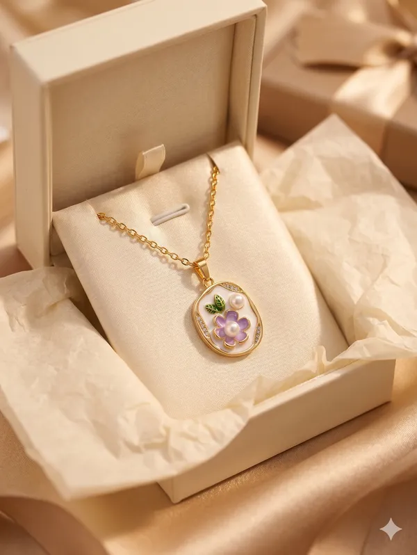 Purple_Alloy_Enamel_Floral_Oval_Pendant_Necklace_For_Women