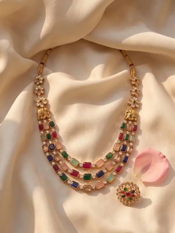 Multicolor_Gold_Plated_Alloy_Kundan_Three-Layer_Necklace_Set_For_Women