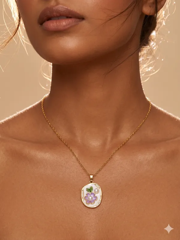 Purple_Alloy_Enamel_Floral_Oval_Pendant_Necklace_For_Women