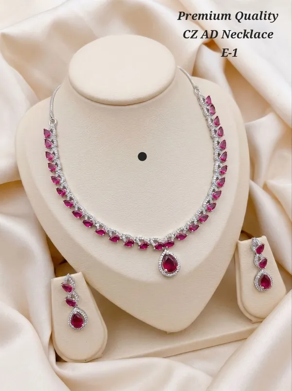 Pink_Alloy_Ruby_Cz_Teardrop_Pendant_Necklace_Set_For_Women