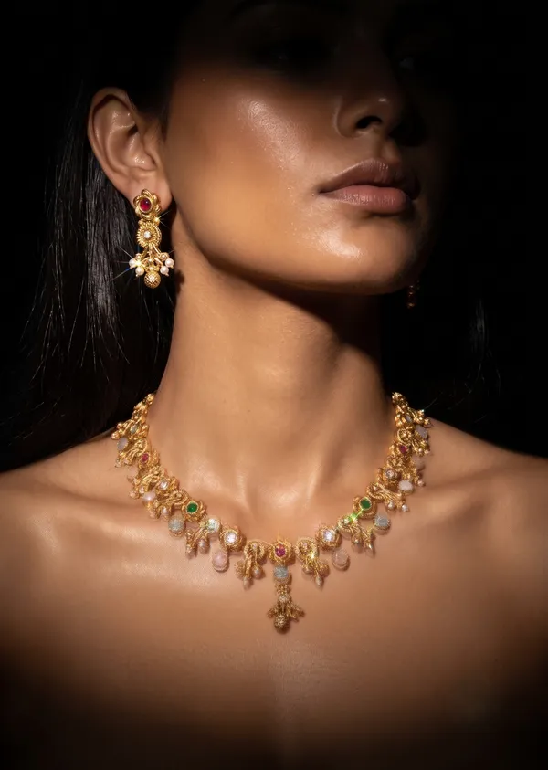Gold_Plated_Alloy_Multicolor_Stone_Traditional_Necklace_Set_For_Women