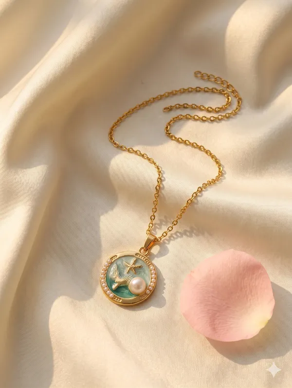 Gold_Alloy_Ocean_Pearl_Starfish_Pendant_Necklace_For_Women