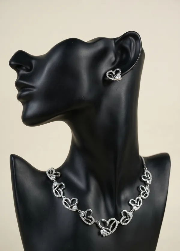Silver_Alloy_Crystal_Heart_Link_Necklace_Set_For_Women