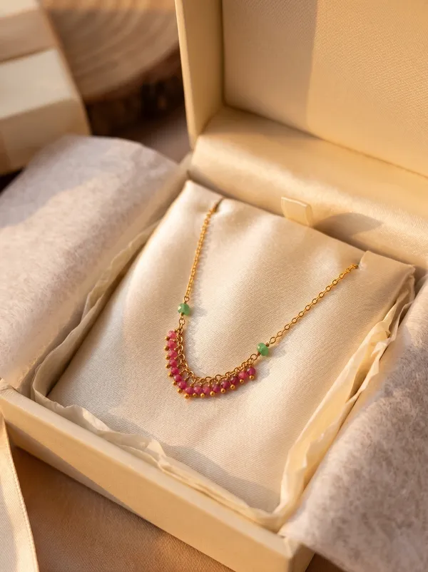Gold_Alloy_Pink_Bead_Crescent_Necklace_For_Women