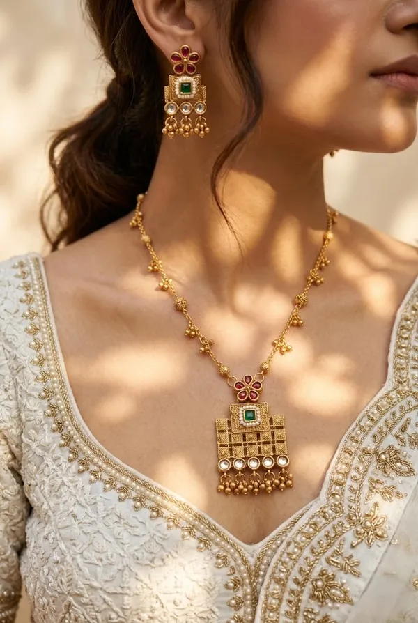 Gold_Plated_Alloy_Kundan_Floral_Motif_Necklace_Set_With_Earrings_For_Women