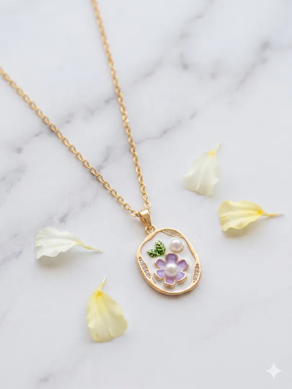 Purple_Alloy_Enamel_Floral_Oval_Pendant_Necklace_For_Women
