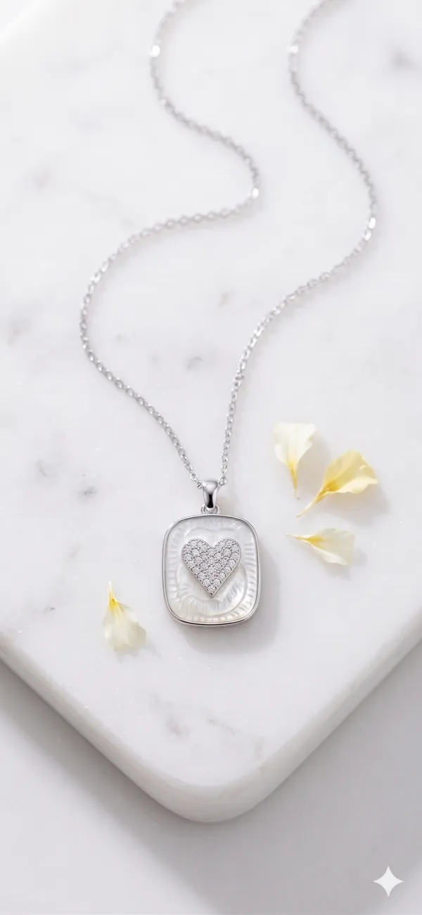 White_Alloy_Silver_Mother_Of_Pearl_Crystal_Heart_Pendant_Necklace_For_Women