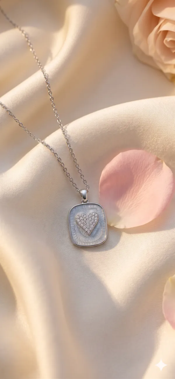 White_Alloy_Silver_Mother_Of_Pearl_Crystal_Heart_Pendant_Necklace_For_Women